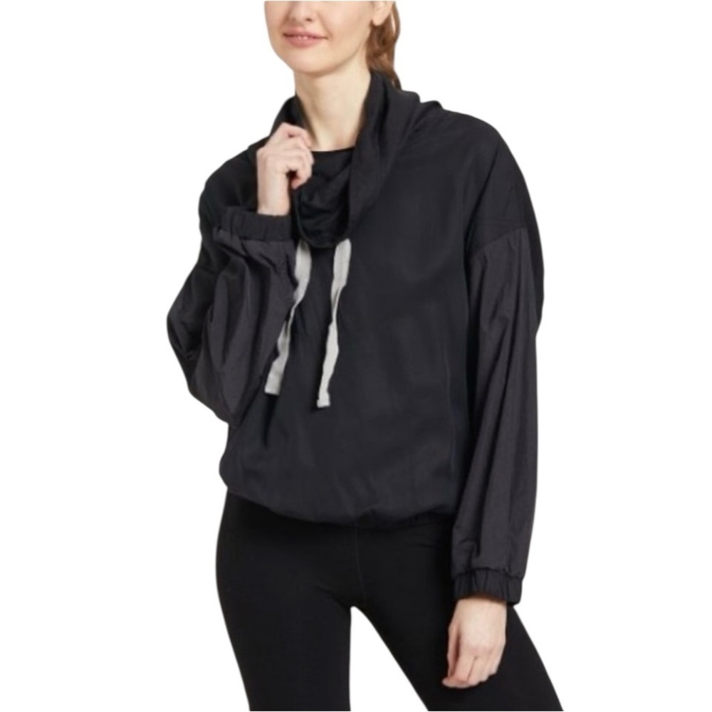Free People Movement Cowl Neck Far & Away Black Pullover Windbreaker Jacket